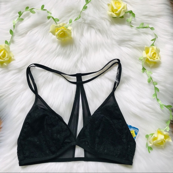 • Free people black lace bralette triangle NWT • - Picture 2 of 8